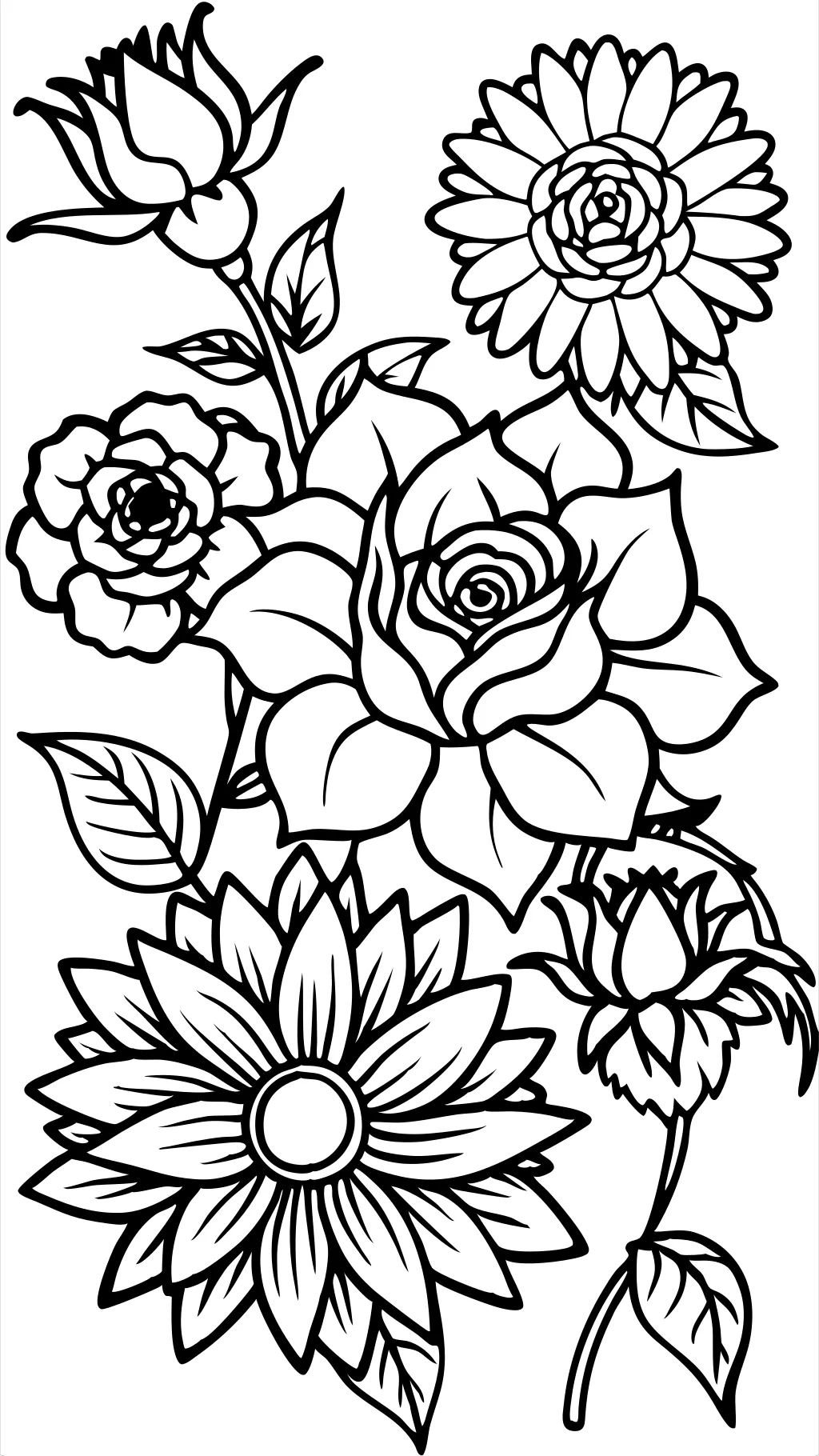 finished coloring pages flowers